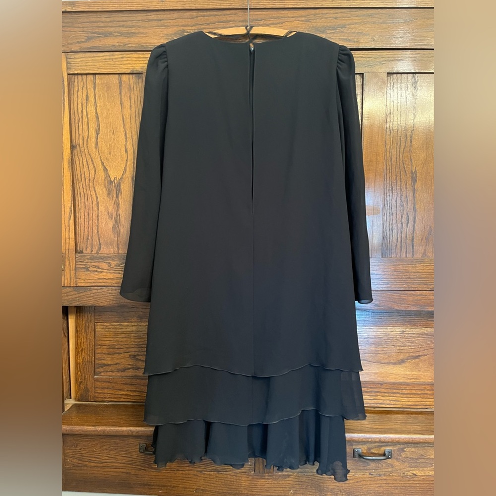 NWT Vintage Patra Tiered Black Chiffon Special Occasion Cocktail Dress, 14 - Picture 7 of 13